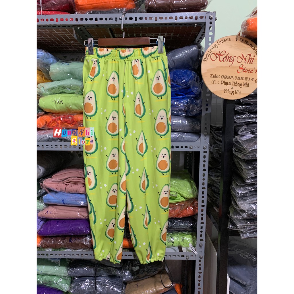 Quần Hoạt Hình Dài Dây Rút Lai Trái Bơ Cartoon Pant Oversize Ulzzang Unisex - MM