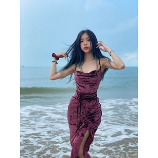Đầm Maxi Nhung Nhún Mông - YD057350