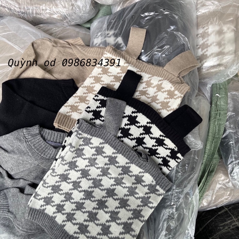 Set Len 2 mảnh hàng Quảng Châu (Áo len hai dây kèm khoác ngoài) | BigBuy360 - bigbuy360.vn