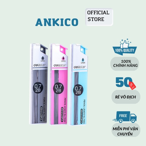 Ruột bút chì kim Deli 0.7mm E7004 ngòi bút chì bấm thiết kế xinh xắn nhiều màu dễ thương ANKICO
