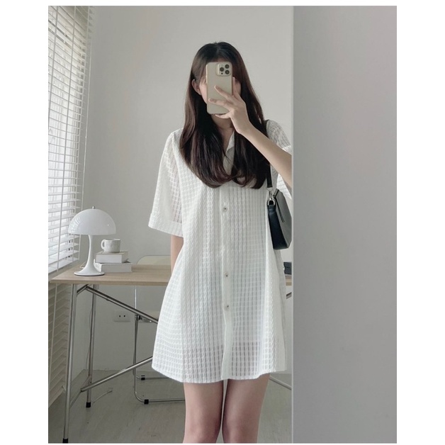 Đầm sơmi 2 Màu vải dày dặn