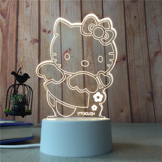 Đèn led 3D mẫu Kitty 3-7-16 màu
