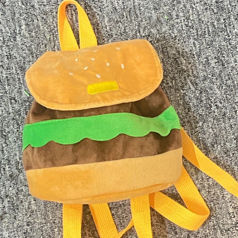 Ba Lô Đi Học Màu Trơn Cỡ Lớn In Hoạt Hình Hamburger Dễ Thương Cho Nữ