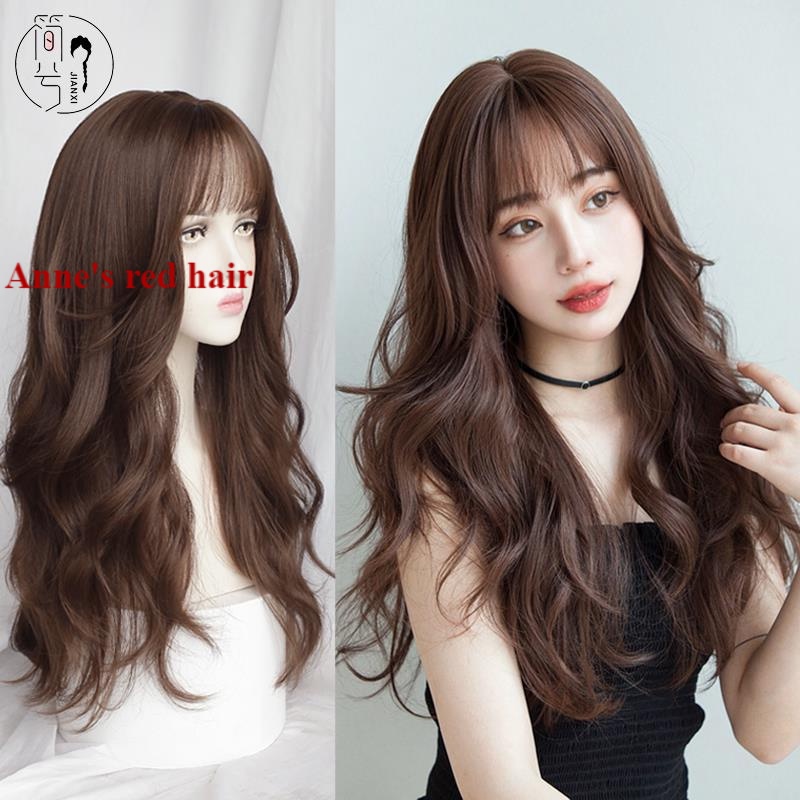 Bộ tóc giả dài xoăn nhẹ che phủ toàn diện phong cách Hàn Quốc dành cho nữ