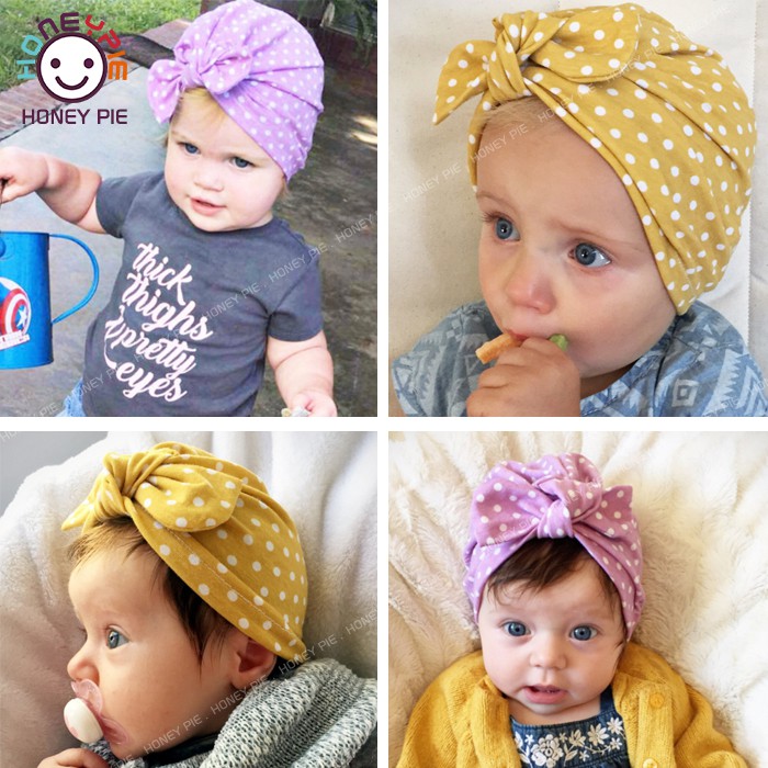 Mũ beanie chấm bi bằng cotton xinh xắn thời trang cho trẻ em