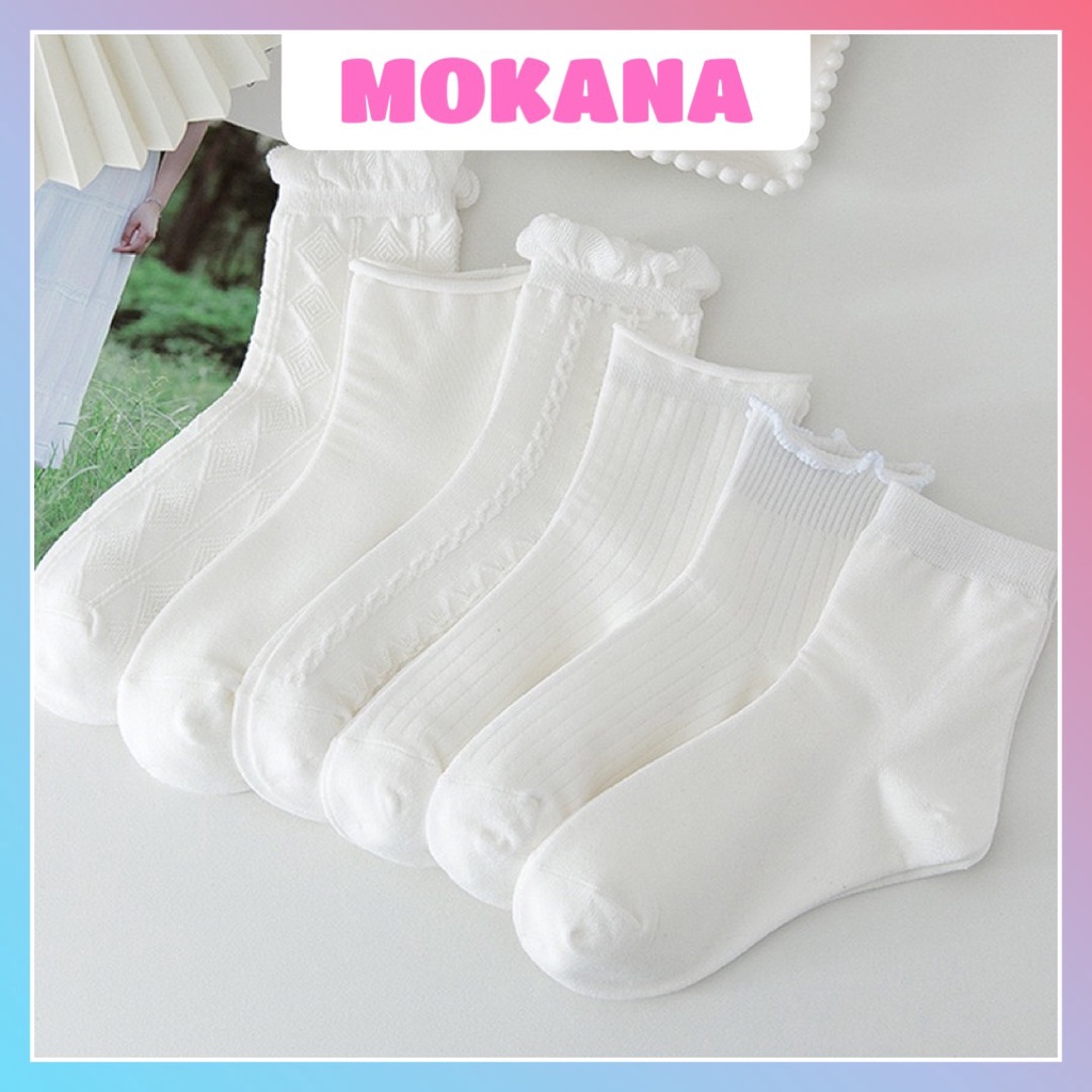 Tất nhún cổ cao MOKANA tất cổ bèo trắng đáng yêu phong cách Hàn Quốc TC16