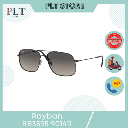 Kính mát RayBan RB3595 901411 tròng màu grey, gọng đen cực chất (59-17-145) Full Box