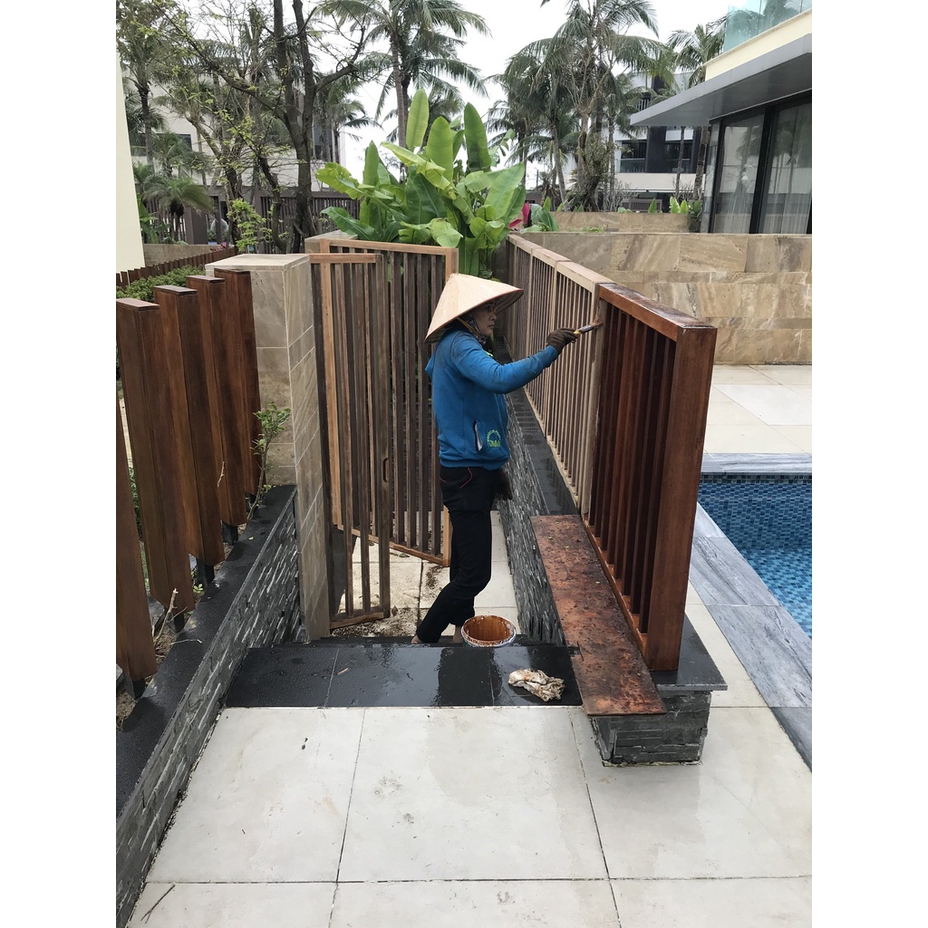 Sơn hoàn thiện gỗ ngoại thất, không dung môi, không phai màu, nhẹ mùi, hệ nước - Lotus Woodstain finish ngoại thất