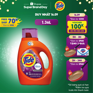 [Tặng chảo Sunhouse cho đơn 296k] Nước giặt cao cấp Tide+ Febreze Freshness Spring & Renewal 1,36L