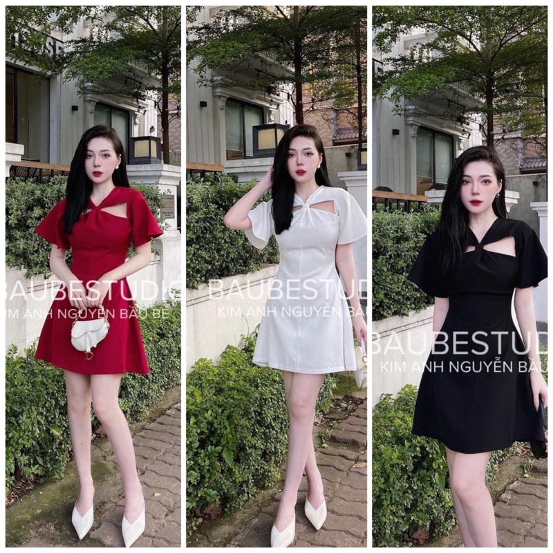 VN746 - VÁY XOẮN THẮT NGỰC CẮT XẺ TAY XOÈ 3M
