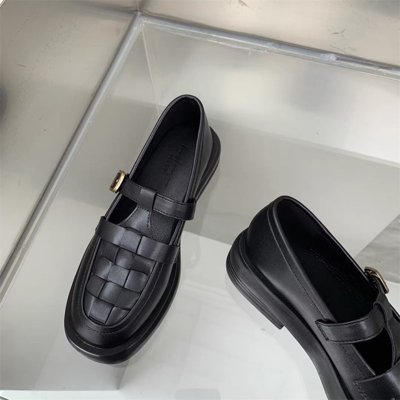 Giày oxford moca quai đan phong cách vintage