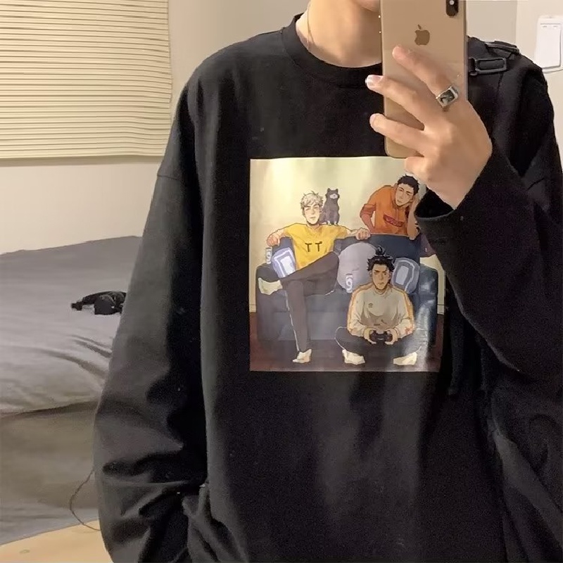 Áo Thun Dáng Rộng In Họa Tiết Hoạt Hình Phong Cách Hip Hop Hàn Quốc Thời Trang Cho Nam Và Nữ size M-5XL