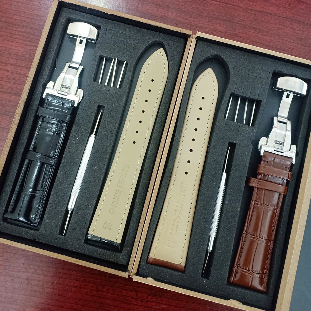 DÂY DA ĐỒNG HỒ DA BÒ KHÓA BƯỚM CAO CẤP 316L