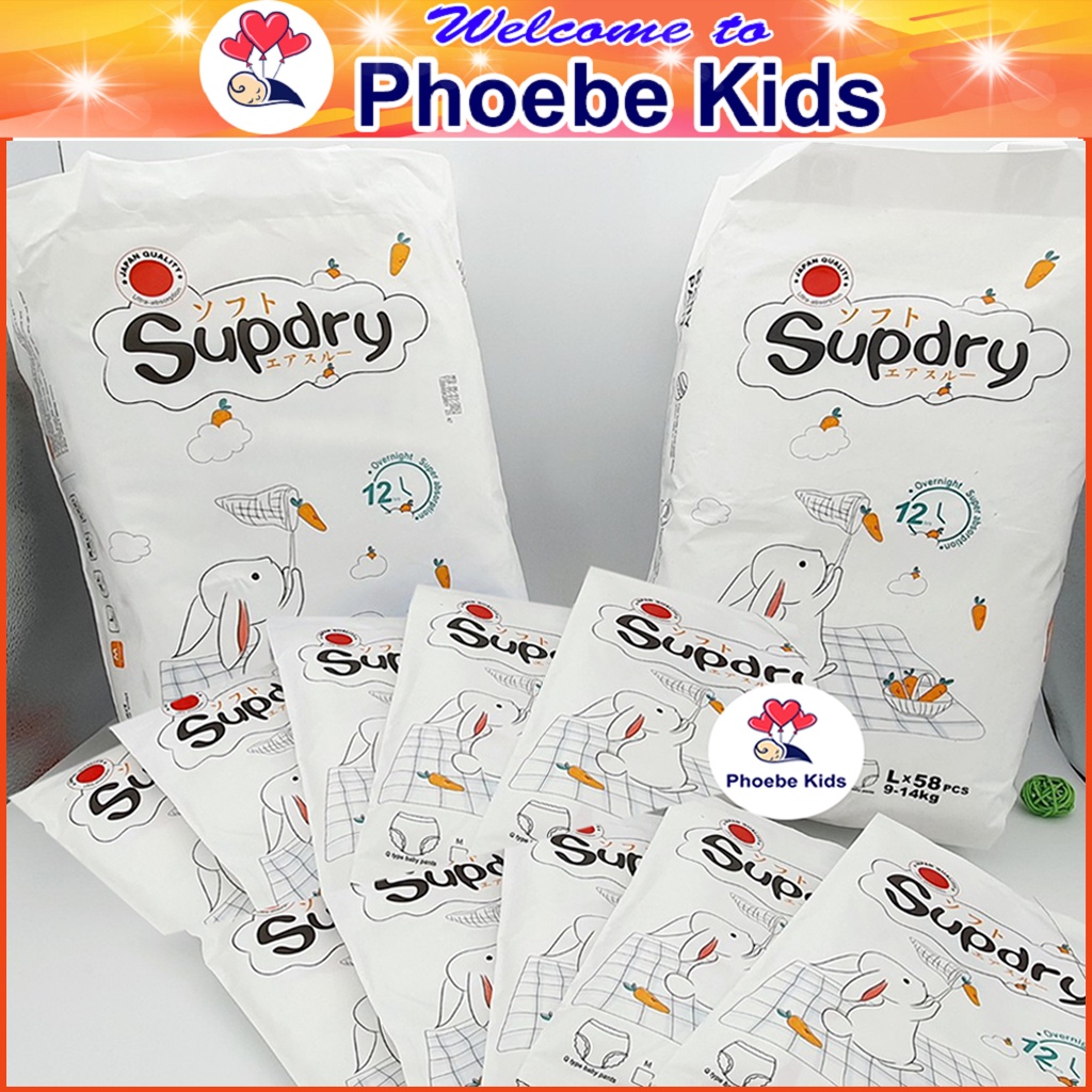 Bỉm, tã cho bé sơ sinh, trẻ em, em bé, quần, dán loại ta dan, quan dan, supdry, subdry size M64, L58, XL52, XXL50