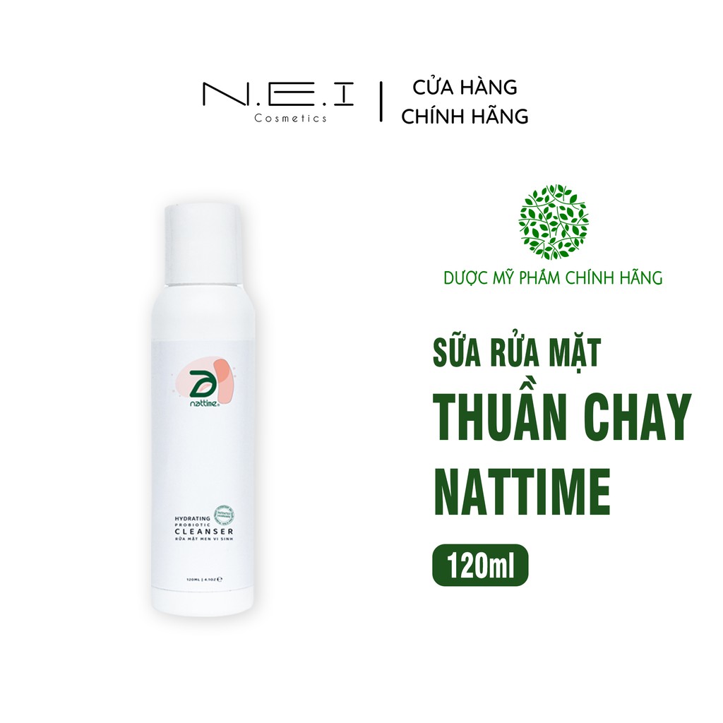 Sữa rửa mặt Thuần chay Men vi sinh NATTIME - Sữa rửa mặt lành tính - 120ml