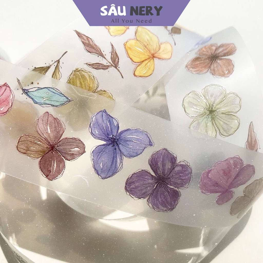 Sâu Nery - Washi tape hoa trang trí xinh xắn Flower Volume 13 by Peipan (120cm)