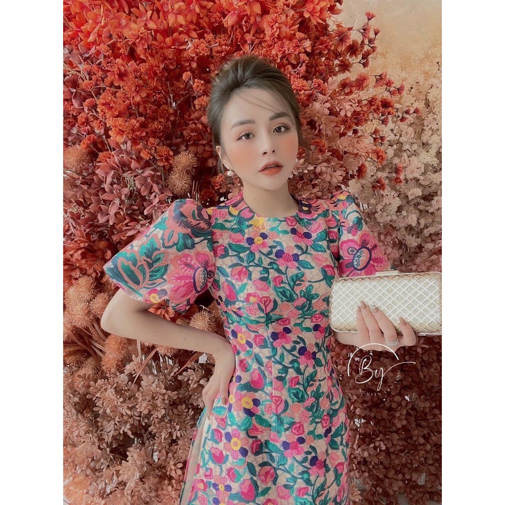 SET ÁO DÀI HOA TAY PHỒNG + QUẦN SUÔNG