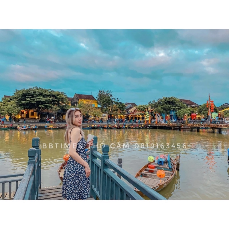 Váy hai dây lanh thổ cẩm