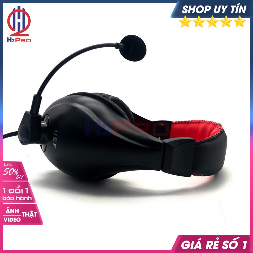 Tai Nghe Chụp Gaming, Tai Nghe Chụp Tai Có Dây UEF E-813X Cao Cấp Có Micro, Chống Ồn-Bass Khoẻ, Dây Dài 1.3M-H2Pro Audio