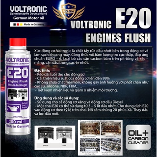 Dung dịch súc rửa động cơ VOLTRONIC E20 ENGINE FLUSH 1L - chiếc lẻ