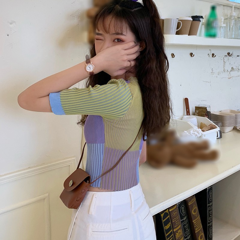 Áo Thun Tay Ngắn Màu Trơn Cho Nữ