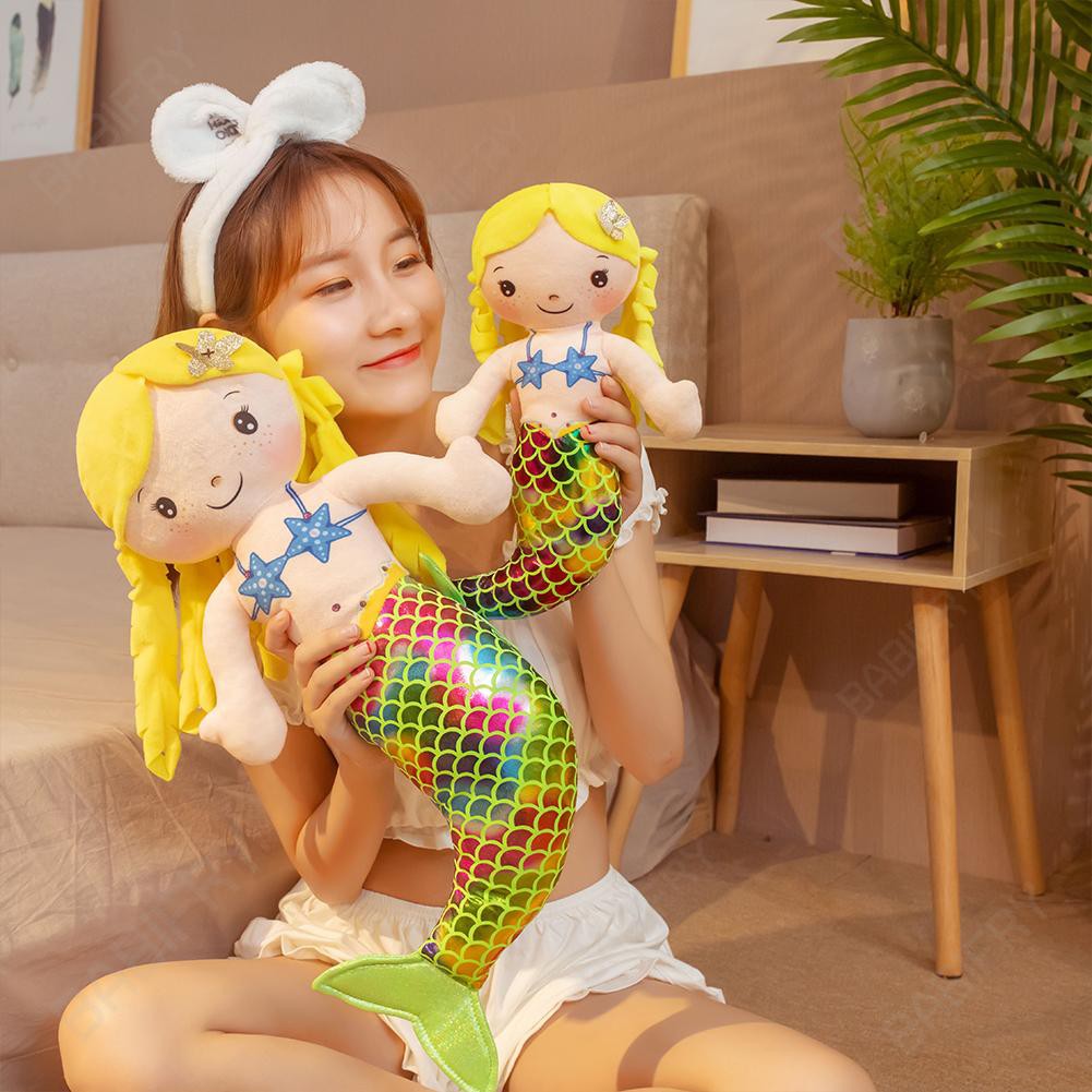 Búp Bê Nhồi Bông Hình Nàng Tiên Cá Đáng Yêu 30cm