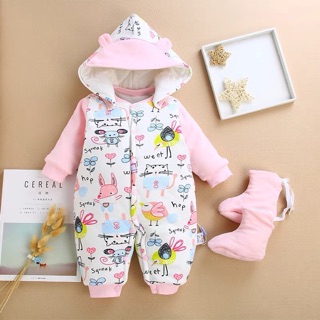 Bộ body bông siêu ấm áp cho bé kèm giày