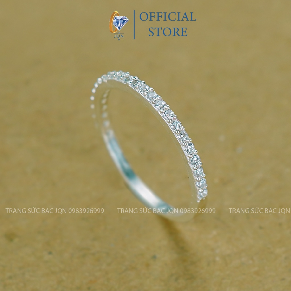 Nhẫn Bạc Nữ JQN Mẫu Nhẫn Một Hàng Đá Nhỏ Cực Xinh N02