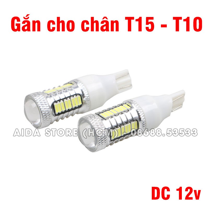 Bóng đèn lùi T15 T10 LED CREE thấu kính max sáng DC 12v 12w