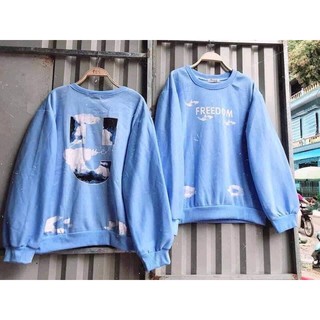 [ RẺ VÔ ĐỊCH] Áo sweater chữ U xanh tay phồng - ẢNH THẬT -HÀNG TỐT