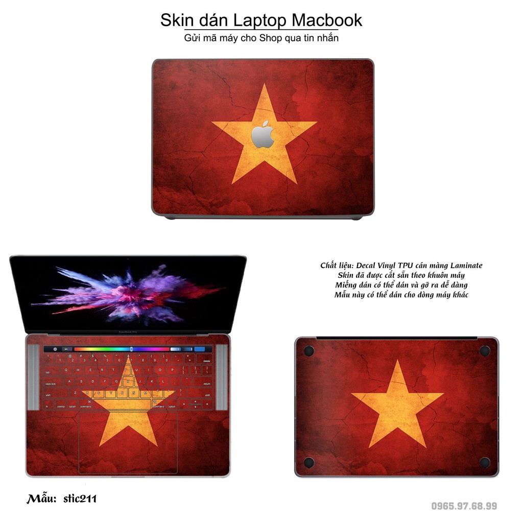 Skin dán Macbook mẫu cờ Việt Nam (đã cắt sẵn, inbox mã máy cho shop)