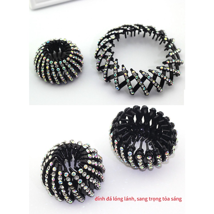 Kẹp búi tóc tròn đính đá cực đẹp Kiểu Hàn Quốc