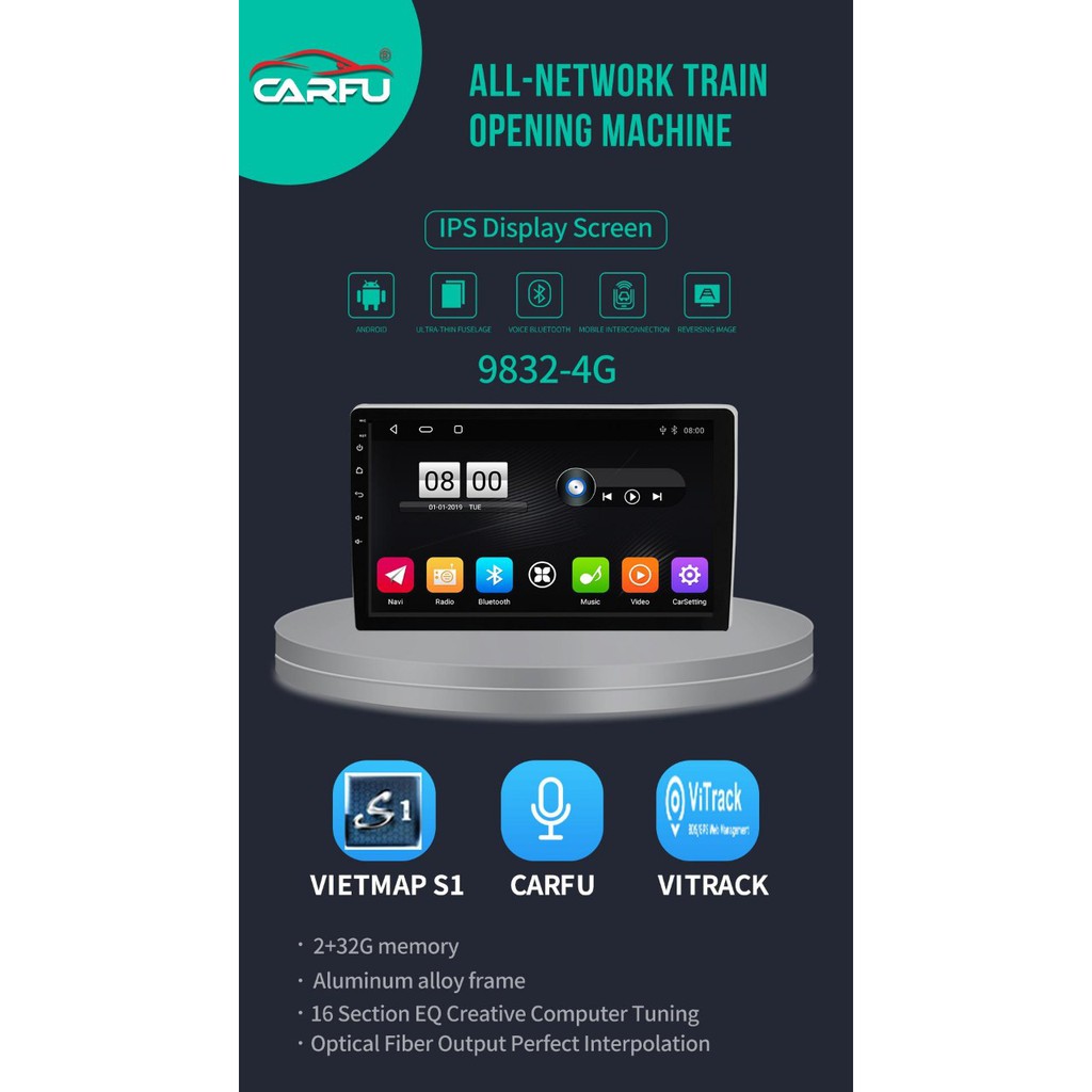 Màn hình android CARFU Carplay  tích hợp camera 360 giả lập 3D quanh xe | BigBuy360 - bigbuy360.vn