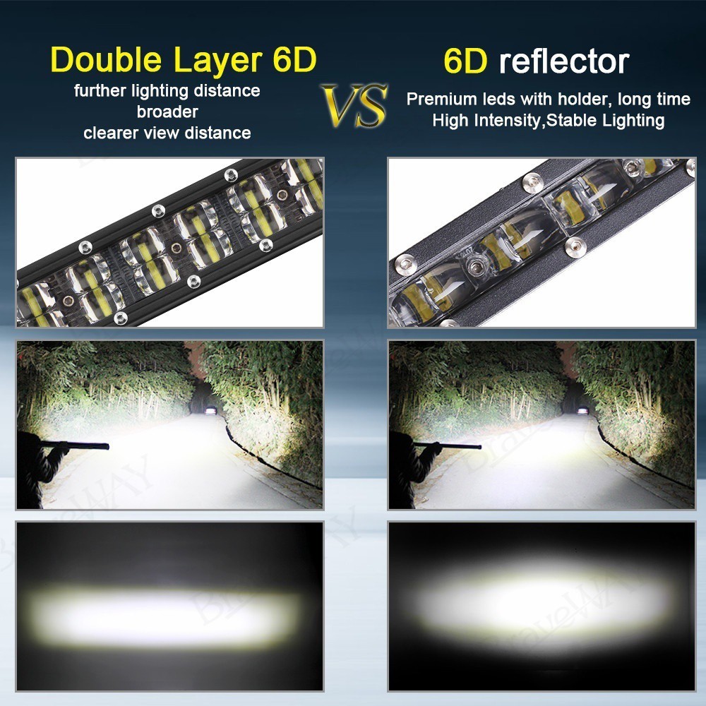 UNI-SHINE Thanh ánh sáng LED 8 inch 180W Đèn làm việc LED hàng đôi tại chỗ Tổ hợp lũ lụt Đèn lái xe đường bộ LED cho xe tải Offroad SUV UTV