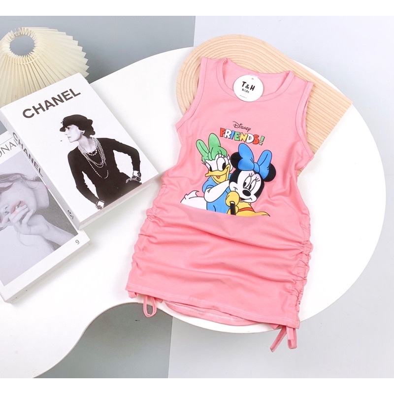 Váy sát nách chất cotton in hình micky ngộ nghĩnh đáng yêu cho bé
