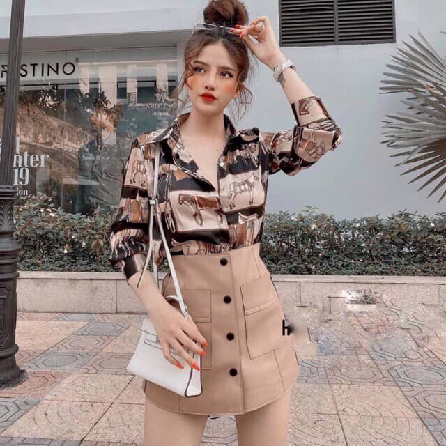 Áo sơ mi FREESHIP  Aó Sơ Mi Lụa Hình Ngựa Siêu Đẹp Siêu Hót SM03