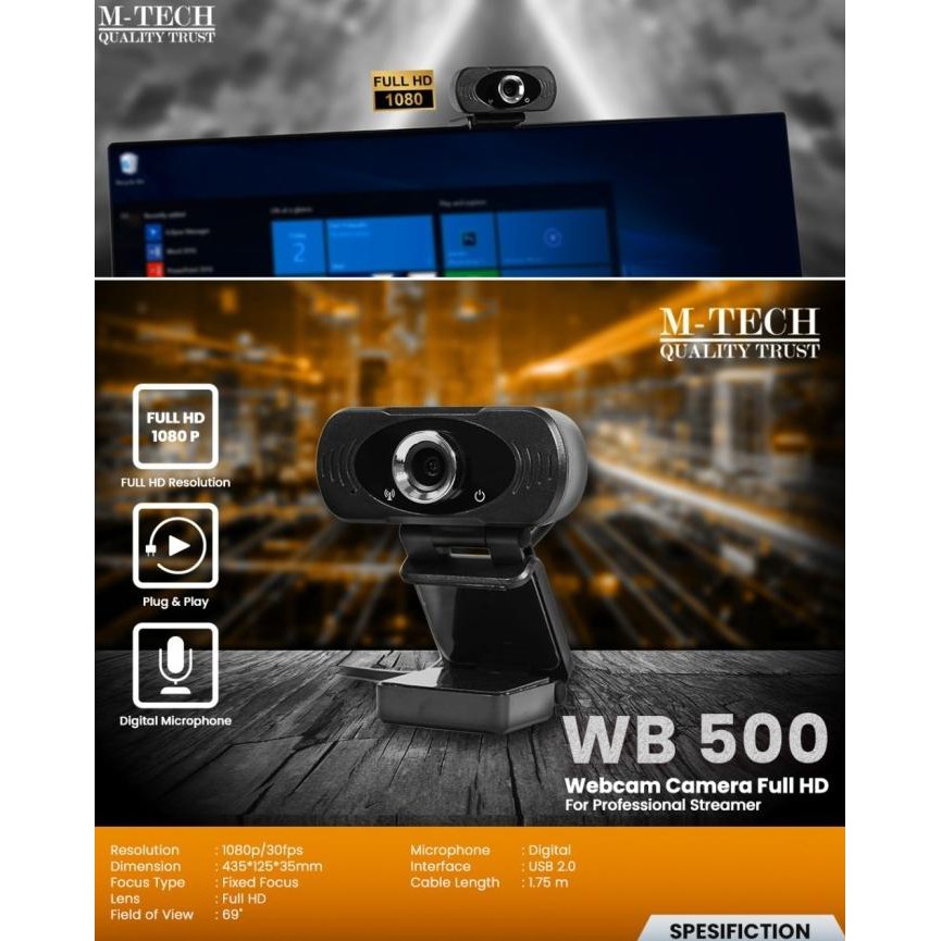 Webcam M-tech WB500 Full HD 1080P | BigBuy360 - bigbuy360.vn
