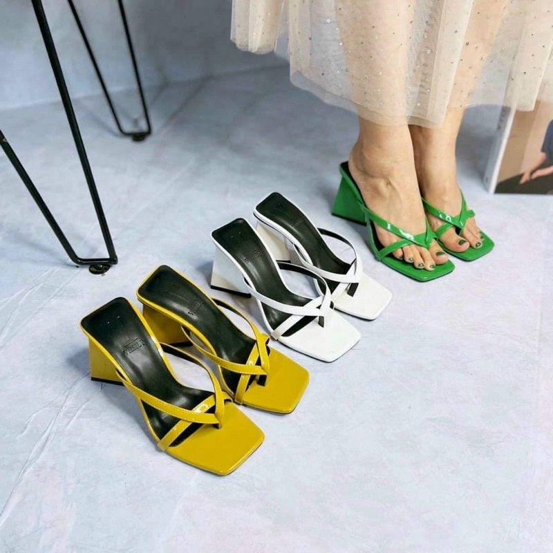 Giày gót tầm giác da bóng cao 9cm quai mảnh chữ A xinh xắn hót 2022