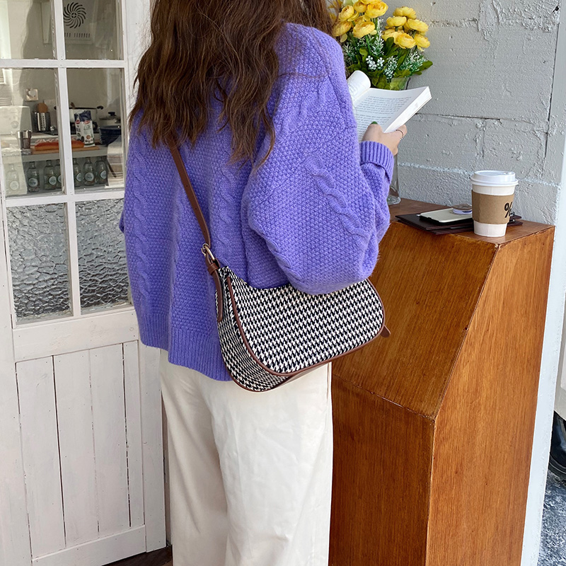 Túi xách đeo chéo họa tiết caro phong cách retro hợp thời trang cho nữ IELGY