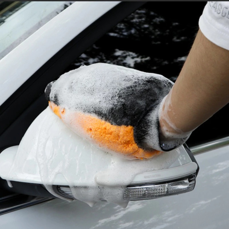 Găng Tay Lông Cừu San Hô Thấm Hút Tốt Hình Móng Gấu Dùng Rửa Xe Hơi