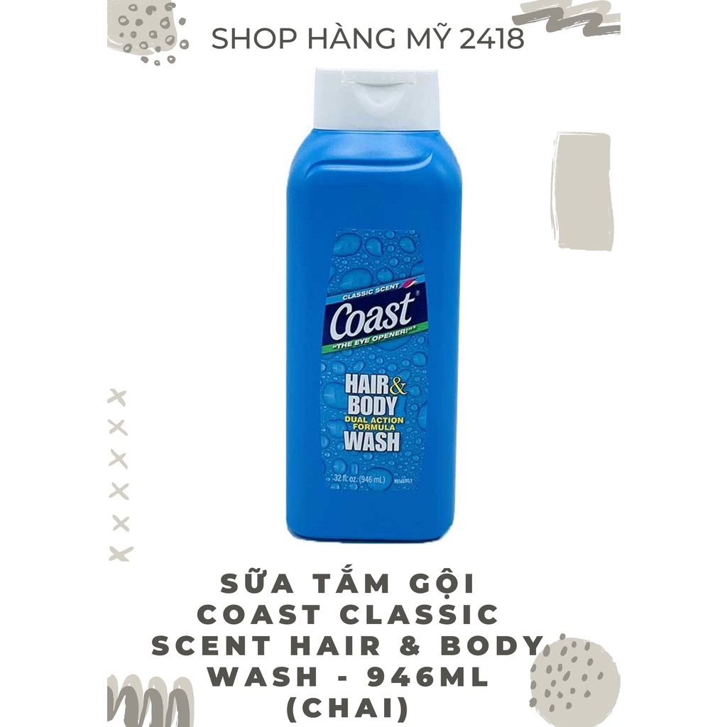 Sữa tắm gội Coast Classic Scent - Mỹ - 946ml