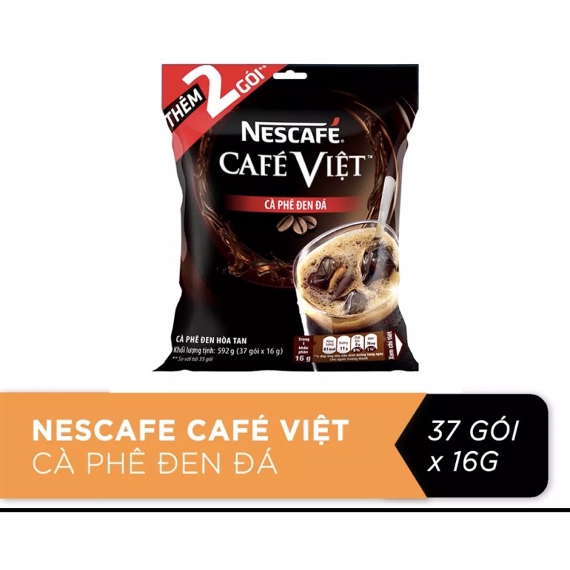 [Tặng 2 gói]Bịch 35 gói Cà Phê Hoà Tan Nescafe Cafe Việt cà phê đen đá