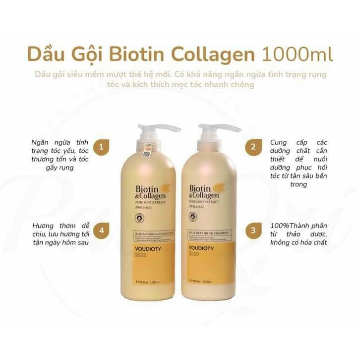 Bộ Dầu Gội Xả Biotin Collagen trắng 500ml-1000ml SHOPLIPA | BigBuy360 - bigbuy360.vn