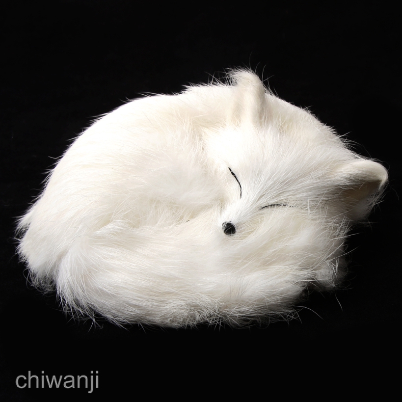 Cute Realistic Sleeping  Real Fur Furry Animal Interior Ornament White