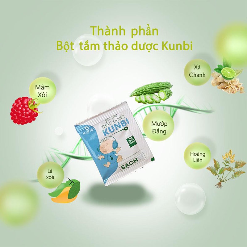 Bột tắm trẻ em thảo dược Kunbi ( rôm sẩy, hăm da, mụn nhọt)