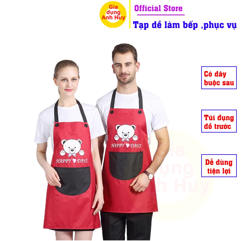 Tạp dề nấu ăn pha chế hình gấu cute hàn quốc chống thấm nước - GDAH