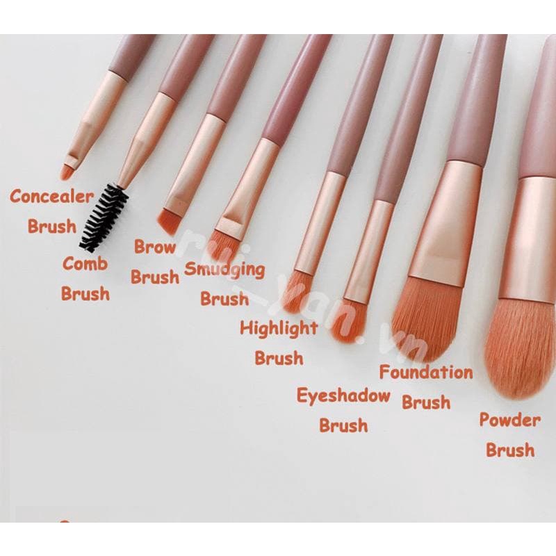 Bộ cọ trang điểm, set cọ lông siêu mềm 8 cây Zuzu Cosmetic tặng kèm túi zip