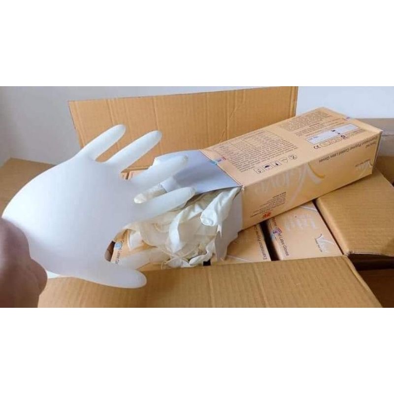 Găng Tay Latex Không Bột Polime Vglove Chính Hãng 100 Chiếc/Hộp