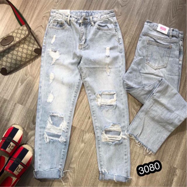 Quần baggy jean rách xanh bạc hot hit | BigBuy360 - bigbuy360.vn