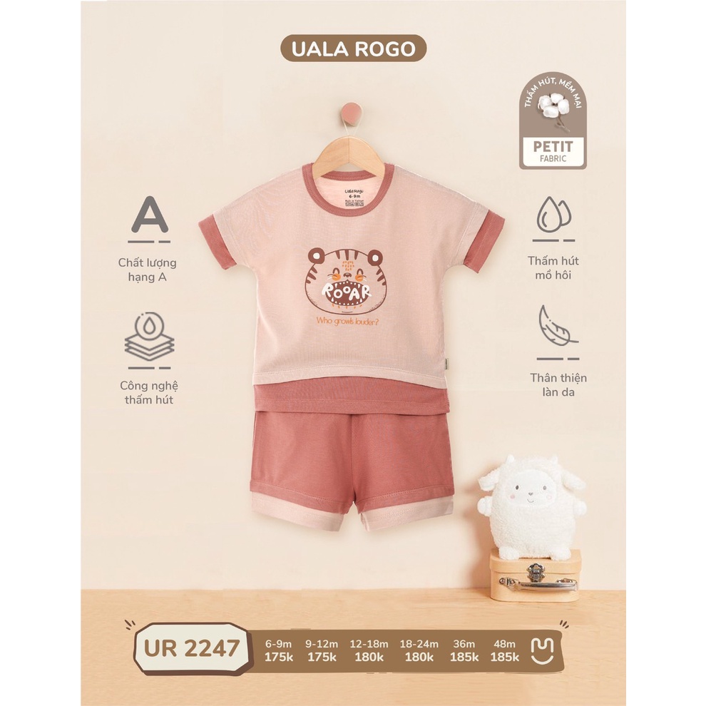[CHÍNH HÃNG] Bộ cộc tay cài vai petit mặt hổ Roar trẻ em UR2247 Uala Rogo
